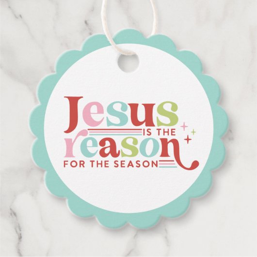 Retro Pastel Kerstmis | Jezus is de reden Bedankjes Labels (Voorkant)