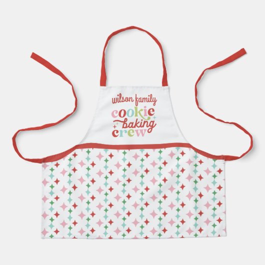Retro Pastel Kerstmis Koekje Baking Crew | Familie Schort (Voorkant)