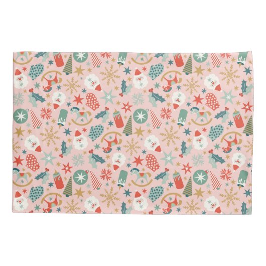 Retro Pastel Kerstmis Kussensloop (Achterkant)