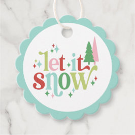 Retro Pastel Kerstmis | Laat het sneeuwen Bedankjes Labels