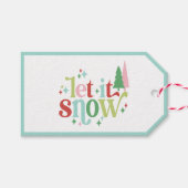 Retro Pastel Kerstmis | Laat het sneeuwen Cadeaulabel (Voorkant (Horizontaal))