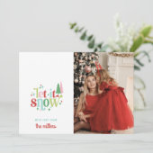 Retro Pastel Kerstmis | Laat het sneeuwen Feestdagenkaart (Staand voorkant)