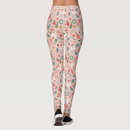 Retro Pastel Kerstmis Leggings (Achterkant)