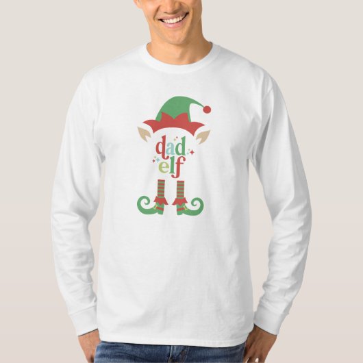 Retro Pastel Kerstmis | Papa Elf | Familie T-shirt (Voorkant)