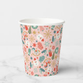 Retro Pastel Kerstmis Papieren Bekers (Achterkant)