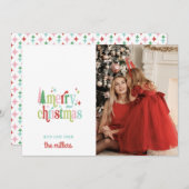 Retro Pastel Kerstmis | Prettig Kerstfeest Feestdagenkaart (Voorkant / Achterkant)