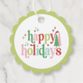 Retro Pastel Kerstmis PRETTIGE FEESTDAGEN | Bedankjes Labels (Voorkant)