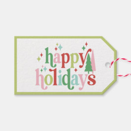 Retro Pastel Kerstmis PRETTIGE FEESTDAGEN | Cadeaulabel