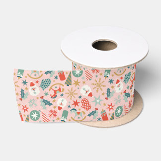 Retro Pastel Kerstmis Satijnen Lint
