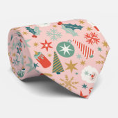 Retro Pastel Kerstmis Stropdas (Opgerold)