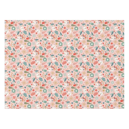Retro Pastel Kerstmis Tafelkleed (Voorkant (Horizontaal))