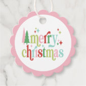 Retro Pastel Kerstmis | Vrolijk kerstfeest Bedankjes Labels (Voorkant)