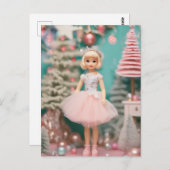 Retro Pastel Kerstpop Briefkaart (Voorkant / Achterkant)