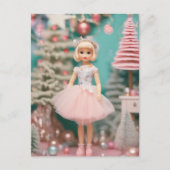 Retro Pastel Kerstpop Briefkaart (Voorkant)