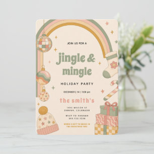 Retro Pastel Kerstvakantie Feest Kaart