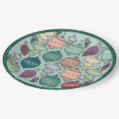 Retro Pastel-kerstversieringen op Opal Blue Papieren Bordje (Gekanteld)