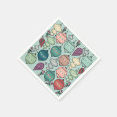 Retro Pastel-kerstversieringen op Opal Blue Servetten (Hoek)