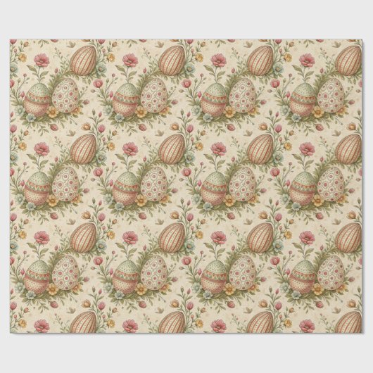 Retro pastel kleuren Paaseieren inpakpapier (Vlak)