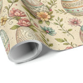 Retro pastel kleuren Paaseieren inpakpapier (Rol Hoek)