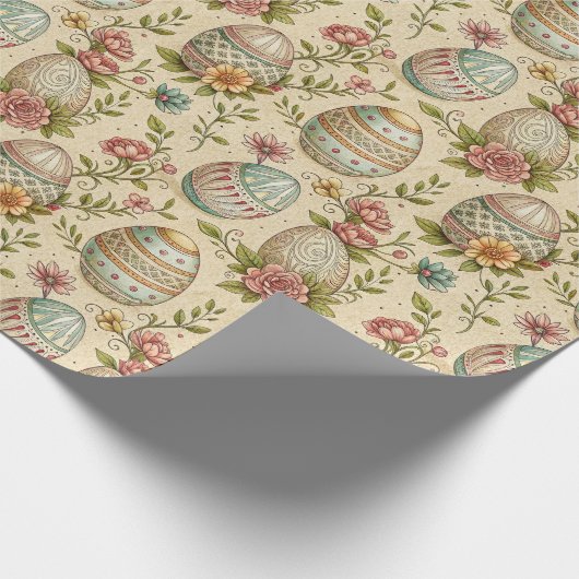 Retro pastel kleuren Paaseieren inpakpapier (Hoek)