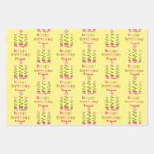 Retro Pastel Kleurrijke Bloemen Gepersonaliseerde  Inpakpapier Vel (Voorkant 3)