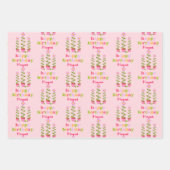 Retro Pastel Kleurrijke Bloemen Gepersonaliseerde  Inpakpapier Vel (Voorkant 2)