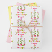 Retro Pastel Kleurrijke Bloemen Gepersonaliseerde  Inpakpapier Vel (In situ)