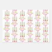 Retro Pastel Kleurrijke Bloemen Gepersonaliseerde  Inpakpapier Vel (Voorkant)
