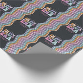 Retro pastel kleurrijke moderne verjaardagstijd cadeaupapier (Hoek)