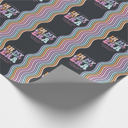 Retro pastel kleurrijke moderne verjaardagstijd cadeaupapier (Hoek)