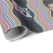 Retro pastel kleurrijke moderne verjaardagstijd cadeaupapier (Rol Hoek)