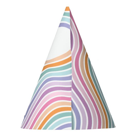 Retro pastel kleurrijke moderne verjaardagstijd feesthoedjes (Achterkant)