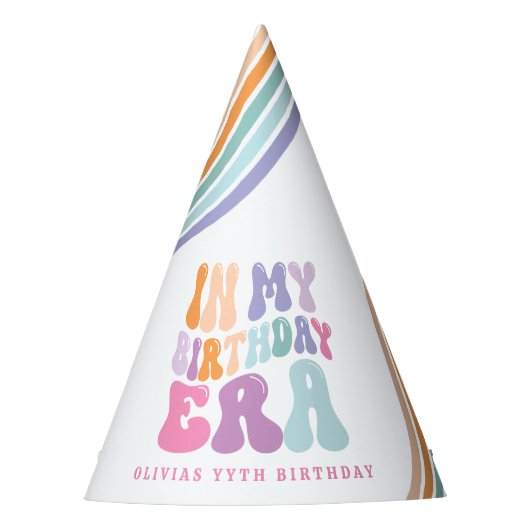 Retro pastel kleurrijke moderne verjaardagstijd feesthoedjes (Voorkant)