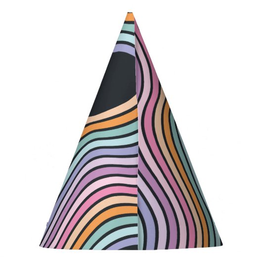 Retro pastel kleurrijke moderne verjaardagstijd feesthoedjes (Achterkant)