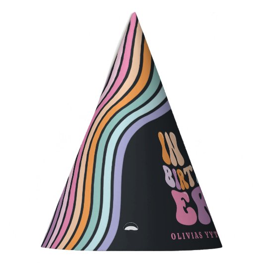 Retro pastel kleurrijke moderne verjaardagstijd feesthoedjes (Links)