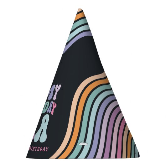 Retro pastel kleurrijke moderne verjaardagstijd feesthoedjes (Rechts)