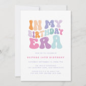 Retro pastel kleurrijke moderne verjaardagstijd kaart (Voorkant)