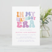 Retro pastel kleurrijke moderne verjaardagstijd kaart (Staand voorkant)