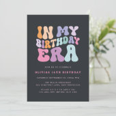 Retro pastel kleurrijke moderne verjaardagstijd kaart (Staand voorkant)