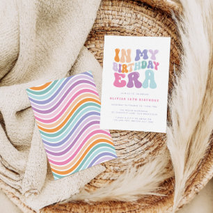 Retro pastel kleurrijke moderne verjaardagstijd kaart