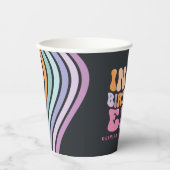 Retro pastel kleurrijke moderne verjaardagstijd papieren bekers (Voorkant)