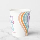 Retro pastel kleurrijke moderne verjaardagstijd papieren bekers (Achterkant)