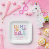 Retro pastel kleurrijke moderne verjaardagstijd papieren bordje (Feest)