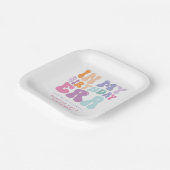 Retro pastel kleurrijke moderne verjaardagstijd papieren bordje (Gebogen)