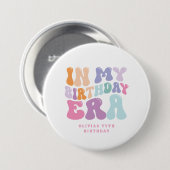 Retro pastel kleurrijke moderne verjaardagstijd ronde button 7,6 cm (Voorkant /achterkant)