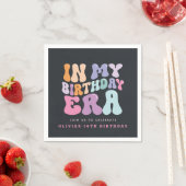 Retro pastel kleurrijke moderne verjaardagstijd servet (Insitu)