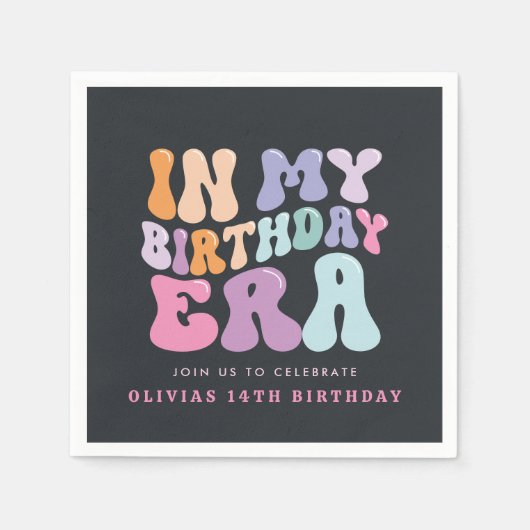 Retro pastel kleurrijke moderne verjaardagstijd servet (Voorkant)