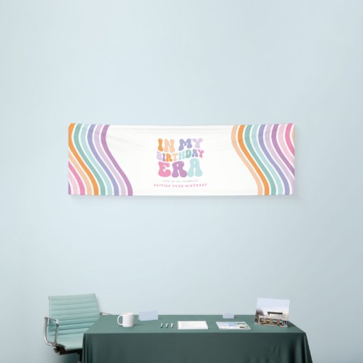 Retro pastel kleurrijke moderne verjaardagstijd spandoek (Beurs)