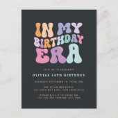 Retro pastel kleurrijke moderne verjaardagstijd uitnodiging briefkaart (Voorkant)