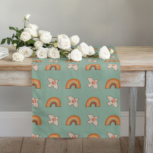 Retro Pastel Loper 70s Groovy Aardse Tafel Sfeer